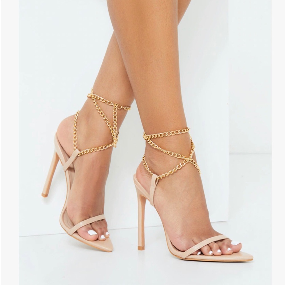 PLT Nude chain heels